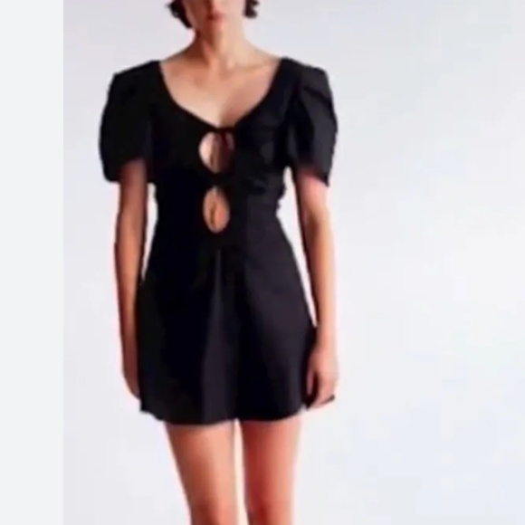 Thakoon Ruched Reversible Open Back Mini Black Dress NWT Size 6 - Picture 3 of 8